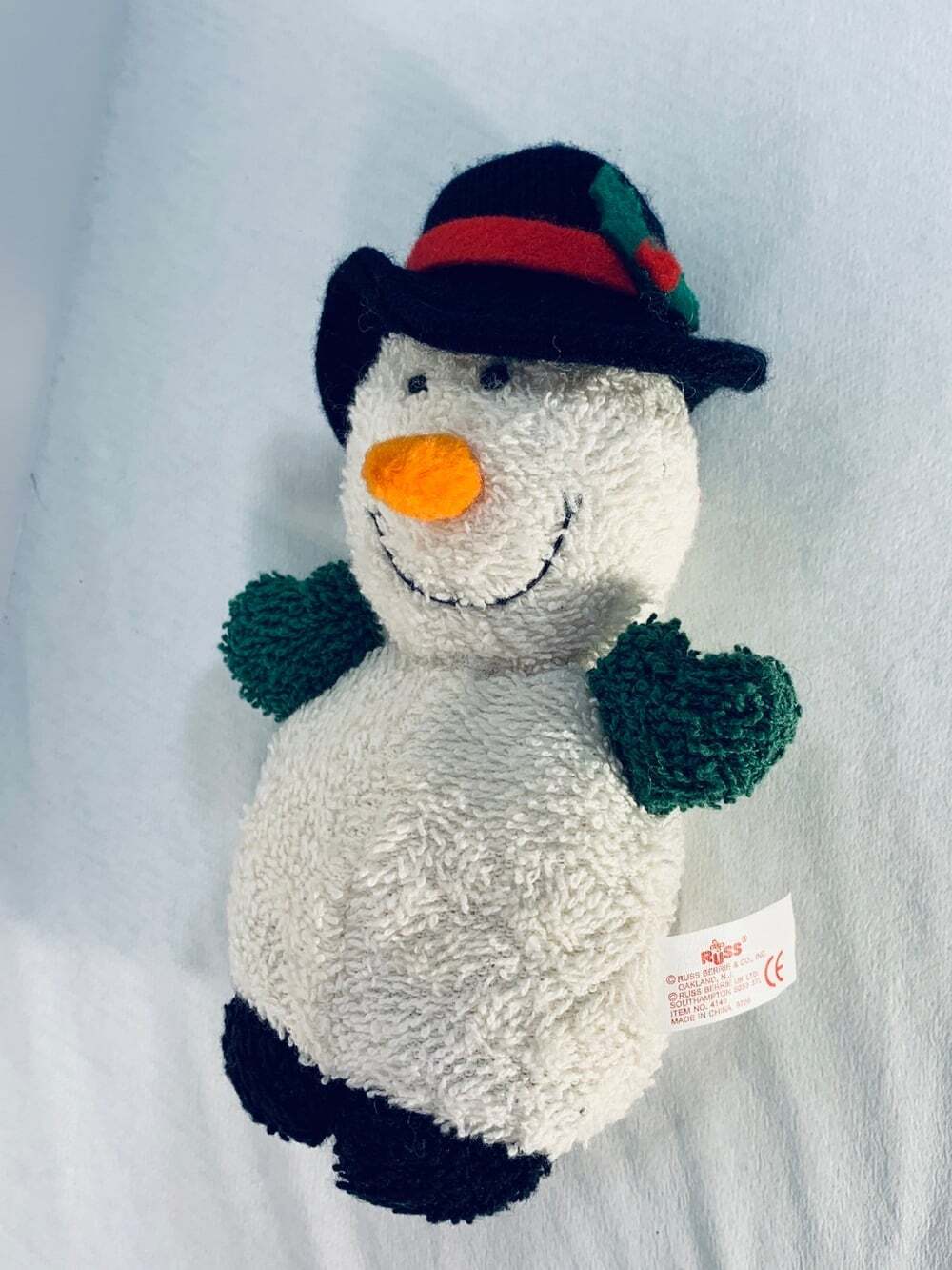 Russ Home Buddies Snowman Plush 7 Inch Terry Cloth Stuffed bean plush
